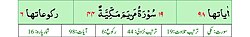 Qurʼon nusxalaridan biridagi Maryam surasi sarlavhasi. Yuqorida oʻngdan: 1. Oyati 98, 2. Markazda qizil rangda sura tartib raqami 19, qora rangda - Maryam surasi va Makkiy, qizil rangda nozil boʻlgan tartibi - 44, 3. Rukuʼsi soni - 6; Pastda oʻngdan: 1. Sura:Makkiy, 2. Tilovat tartibi:19, 3. Nozil boʻlish tartibi:44, 4. Rukuʼsi:6, 5. Oyati:98, 6. Porasi (Juzi):16 deb koʻrsatilgan.