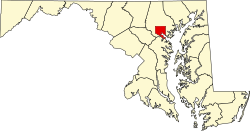 Maryland shtatida Baltimorning joylashuvi