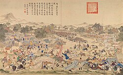 Oroi-Jalatu jangi, 1756. Xitoy generali Chjao Xuy kechasi Shinjonning hozirgi Vusu shahrida jung‘orlarga hujum qildi.