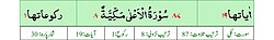 Qurʼon nusxalaridan biridagi Aʼlo surasi sarlavhasi. Yuqorida oʻngdan: 1. Oyati 19, 2. Markazda qizil rangda sura tartib raqami 87, qora rangda - Aʼlo surasi va Makkiy, qizil rangda nozil boʻlgan tartibi - 8, 3. Rukuʼsi soni - 1; Pastda oʻngdan: 1. Sura:Makkiy, 2. Tilovat tartibi:87, 3. Nozil boʻlish tartibi:8, 4. Rukuʼsi:1, 5. Oyati:19, 6. Porasi (Juzi):30 deb koʻrsatilgan.
